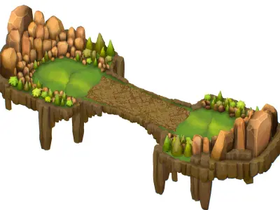 Island and Bridge Area Low-poly 3D model