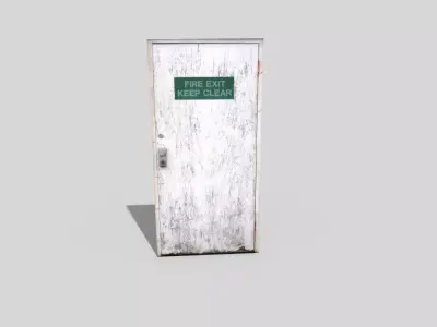 low poly door with sign Low-poly 3D model