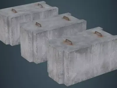 Concrete Barrier 5B Low-poly 3D model