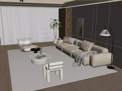 Sofa set Low-poly 3D model