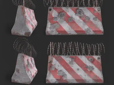 Barricade barbed wire Low-poly 3D model
