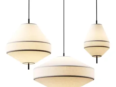 Solara Linen Pendant Lamps 3D model