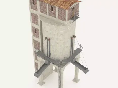 Concrete coal silo 3D model