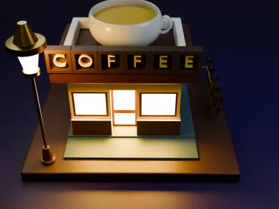 lowpoly 3d Isometric Coffee shop for environment  3D model