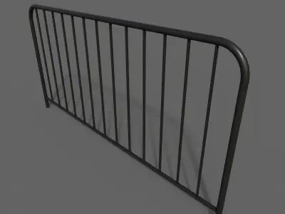PBR Pedestrian Guard Rail Black V1 Low-poly 3D model