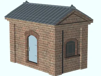 old japan railway side house set Low-poly 3D model