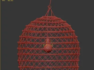 Bamboo Rattan Lamp 1 3D model