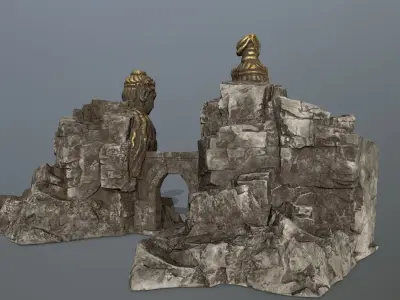 rock gate Low-poly 3D model
