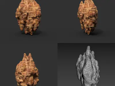 Low poly Mossy Cave Modular Roof Wall Pack Low-poly 3D model