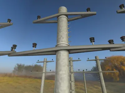 Steel power pole with ladder - Objekt 068 Low-poly 3D model