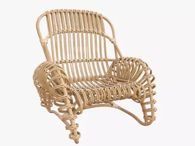 Boucle rattan armchair Kok Maison 627 1 3D model