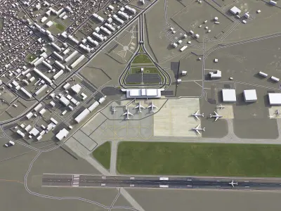  Ulaanbaatar Airport  Low-poly 3D model