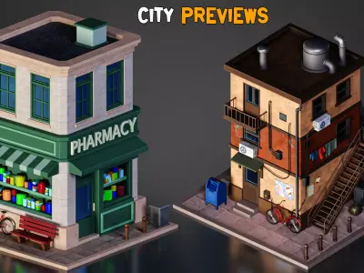 Stylized City   Modular Environment Pack   Vol 02  Low-poly 3D model