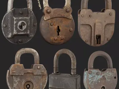 Padlocks Collection Low-poly 3D model
