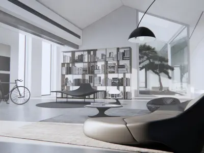 Livingroom modern living room with windows 3D model