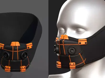 Gas mask respirator scifi futuristic  Low-poly 3D model
