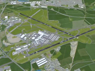 Prague Vaclav Havel Airport 15km Low-poly 3D model