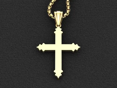 High Cross Pendant Light Gold 18K 3CP066 3D model