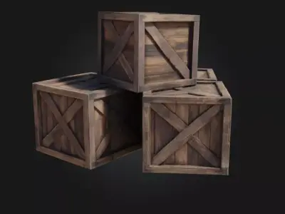 Stacked Wooden Crates  Classic Storage Solution 3D model