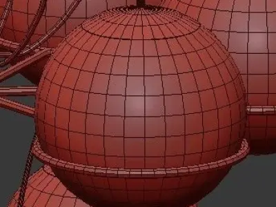 Untitled brass ceiling light with glass globes 3D model
