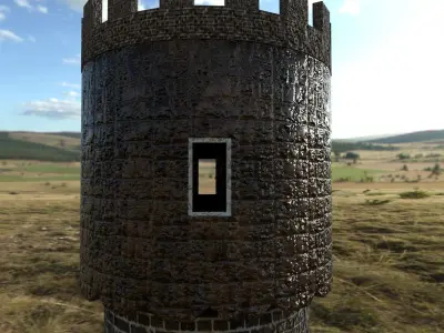 Medieval Tower Low Poly PBR and texture in 2k Free low-poly 3D model