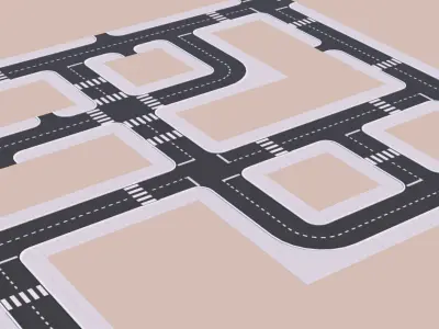 Low Poly Road Tiles Low-poly 3D model
