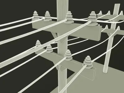 Cartoon Power Lines 3D model