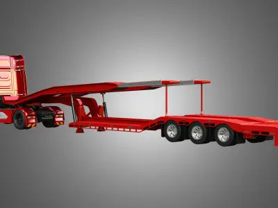 Daf XG Truck with Van Transporter Trailer 3D Model Pack