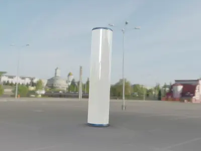 Low-Poly Blue Light Column 25- Street Light Set-9 Low-poly 3D model