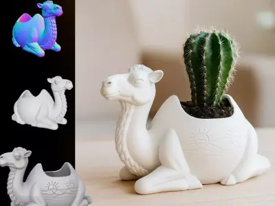 Desert Sun Camel Planter  3D Printable Oriental Organizer 3D print model