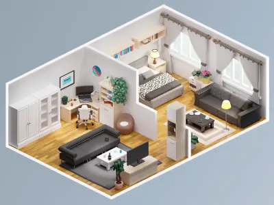 Room 46 Low-poly 3D model