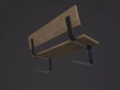 Wood Bench 3D Model Low-poly 3D model