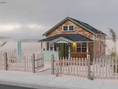 Beachhouse with Beach Scene 3D model