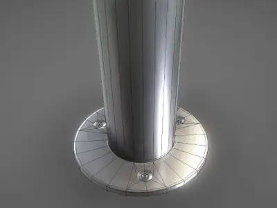 Modern Stainless Steel Barricade Bollard Low-poly 3D model
