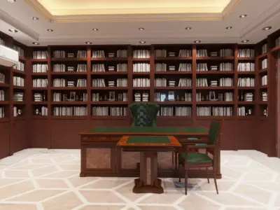 office scene and books - corona 3D print model