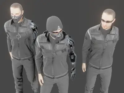 Cyberpunk character Low-poly 3D model