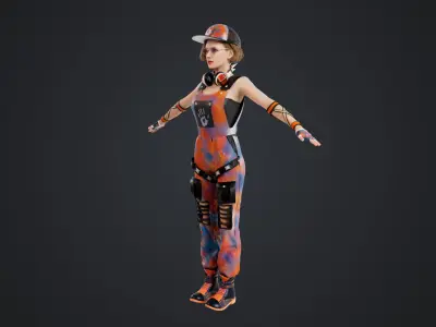 HipHop Girl Rigged 3D model