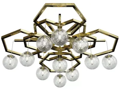 HEXAGON CHANDELIER WITH BALLOTTON SPHERES Low-poly 3D model