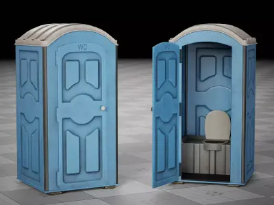 Street Portable Bio Toilet Game 3D Low-poly Low-poly 3D model