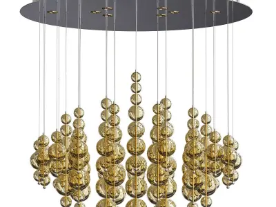 Bubble chandelier with golden glass beads 3D model