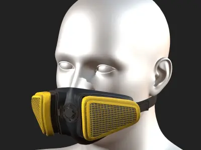 Gas mask protection plastic futuristic technology  Low-poly 3D model