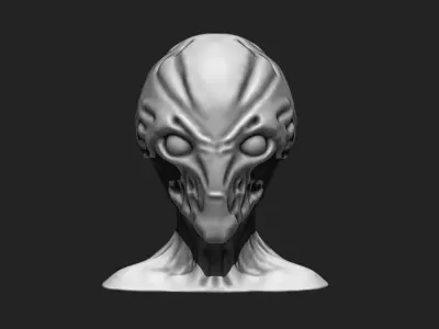 Alien Bust 6 - Extraterrestrial Sculpture STL File 3D print model