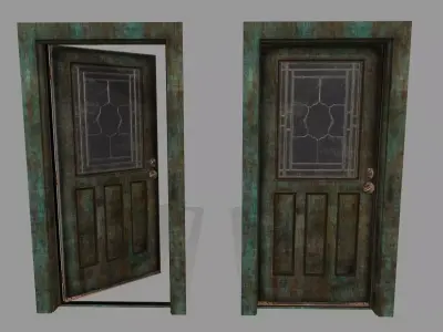 door 1 pair of wooden doors Low-poly 3D model buy