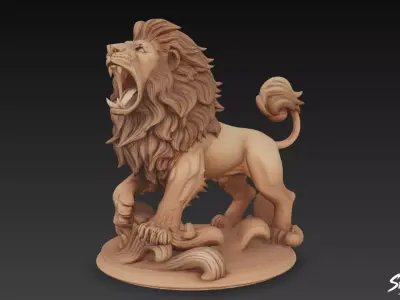 Lion Statue V26 Low-poly 3D model