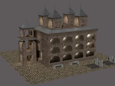  Temple Monastery  Low-poly 3D model