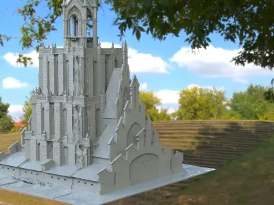 Gothic sinister large cathedral horror structure 3D model