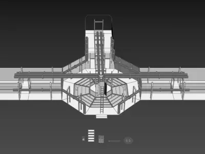 Sewers room with lights and pipes 3D model