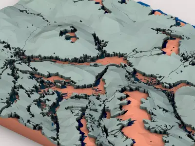 Low Poly Fantasy Landscape Terrain 3D model