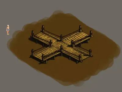 X Cross - Wooden Bridge 03 3D model