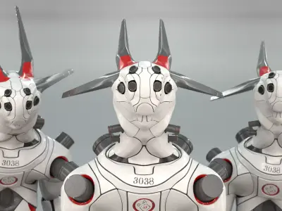 Bunny - Mecha character Low-poly 3D model